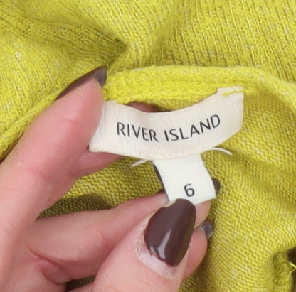 Womens UK Size 6 River Island Yellow Wrap Jumper