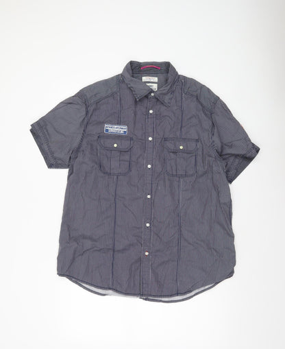 Springfield Men's Blue Striped Cotton Button-Up Shirt XL Casual Workwear