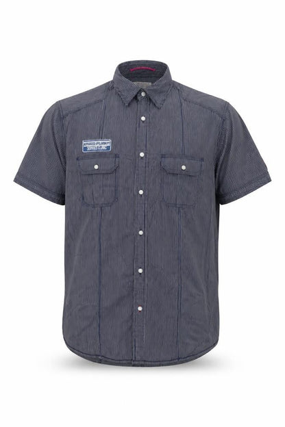 Springfield Men's Blue Striped Cotton Button-Up Shirt XL Casual Workwear
