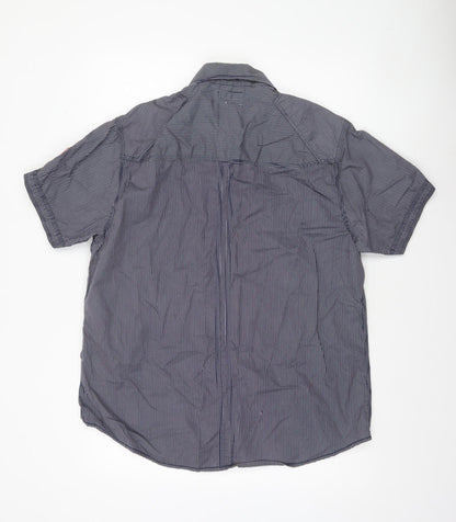 Springfield Men's Blue Striped Cotton Button-Up Shirt XL Casual Workwear