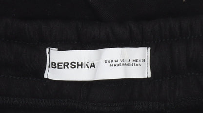Bershka Womens Black Jogger Trousers Size 10 Cotton Blend