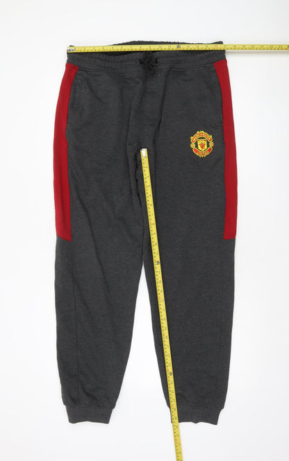 Manchester United Men's Grey Red Sweatpants XL Joggers Cotton Blend