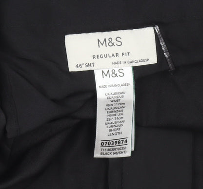 Marks and Spencer Men's Black Regular Fit Dress Pants 46S