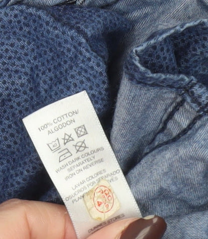 CENTERED Men's Blue Cotton Short Sleeve Button-Up Casual Shirt Size S