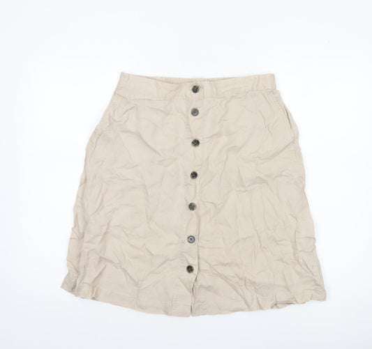 Part Two Women’s Beige Cotton Button Knee Skirt Size 16