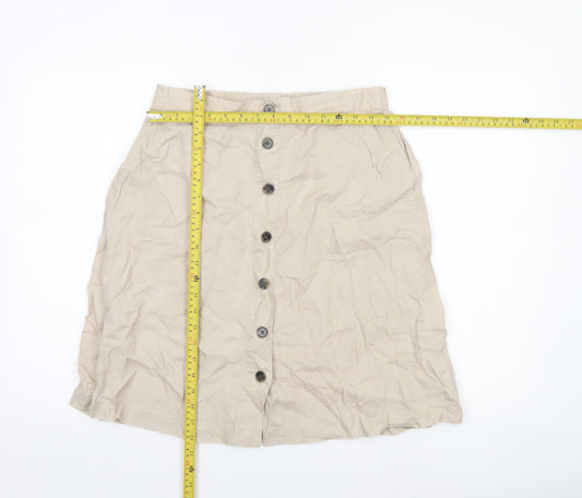 Part Two Women’s Beige Cotton Button Knee Skirt Size 16