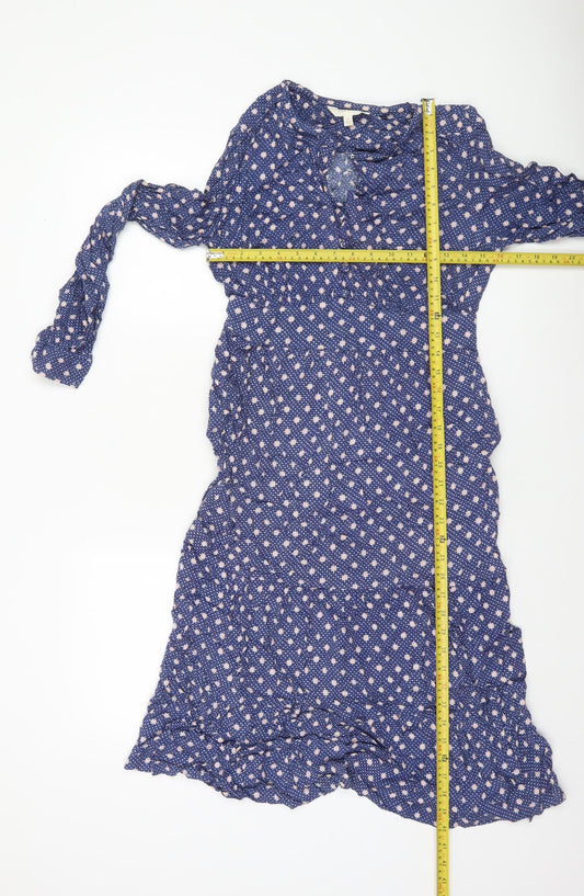 Marks and Spencer Per Una Blue Floral Fit & Flare Dress Women Size 10