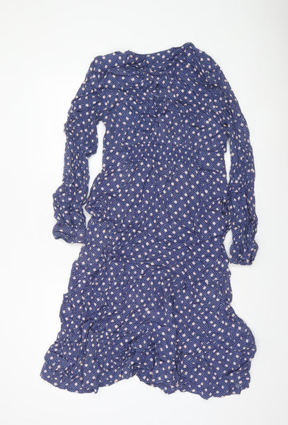 Marks and Spencer Per Una Blue Floral Fit & Flare Dress Women Size 10