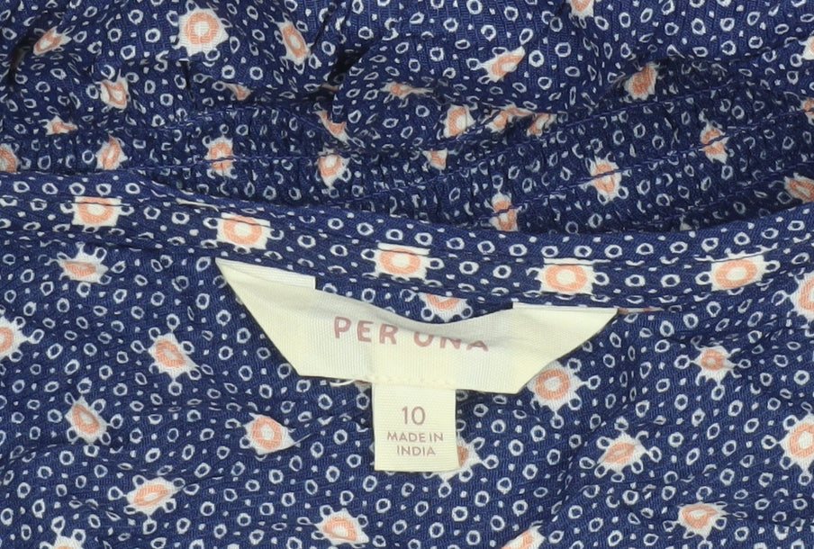 Marks and Spencer Per Una Blue Floral Fit & Flare Dress Women Size 10