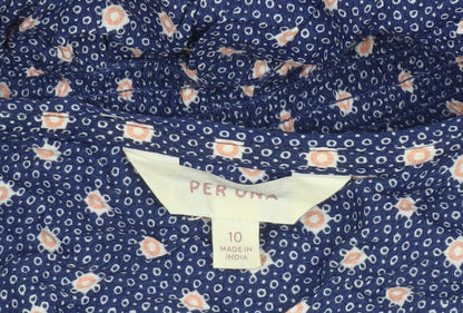 Marks and Spencer Per Una Blue Floral Fit & Flare Dress Women Size 10