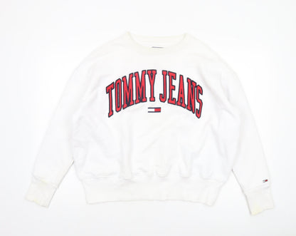 Womens UK Size M Tommy Jeans White Pullover Sweatshirt