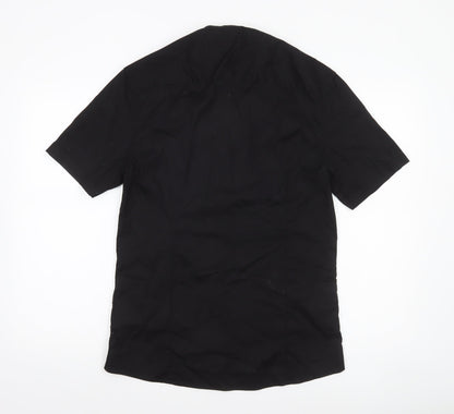 ASOS Men’s Black Slim Fit Short Sleeve Band Collar Button-Up Shirt Medium