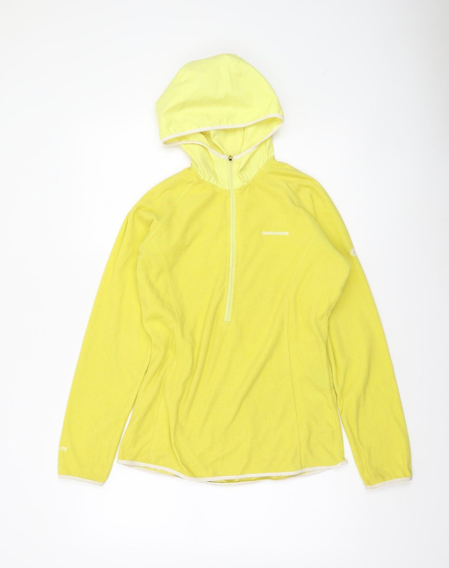 Craghoppers Women Yellow 1/2 Zip Hooded Pullover UK 10 Polyester Fleece