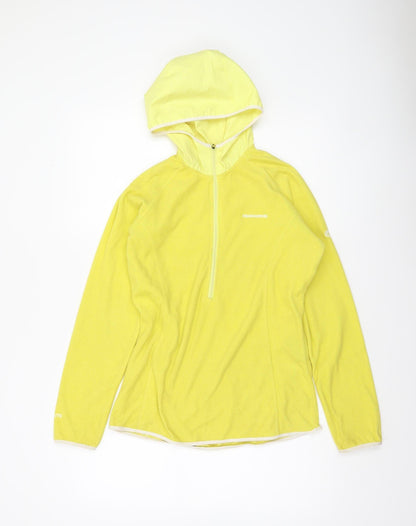 Craghoppers Women Yellow 1/2 Zip Hooded Pullover UK 10 Polyester Fleece