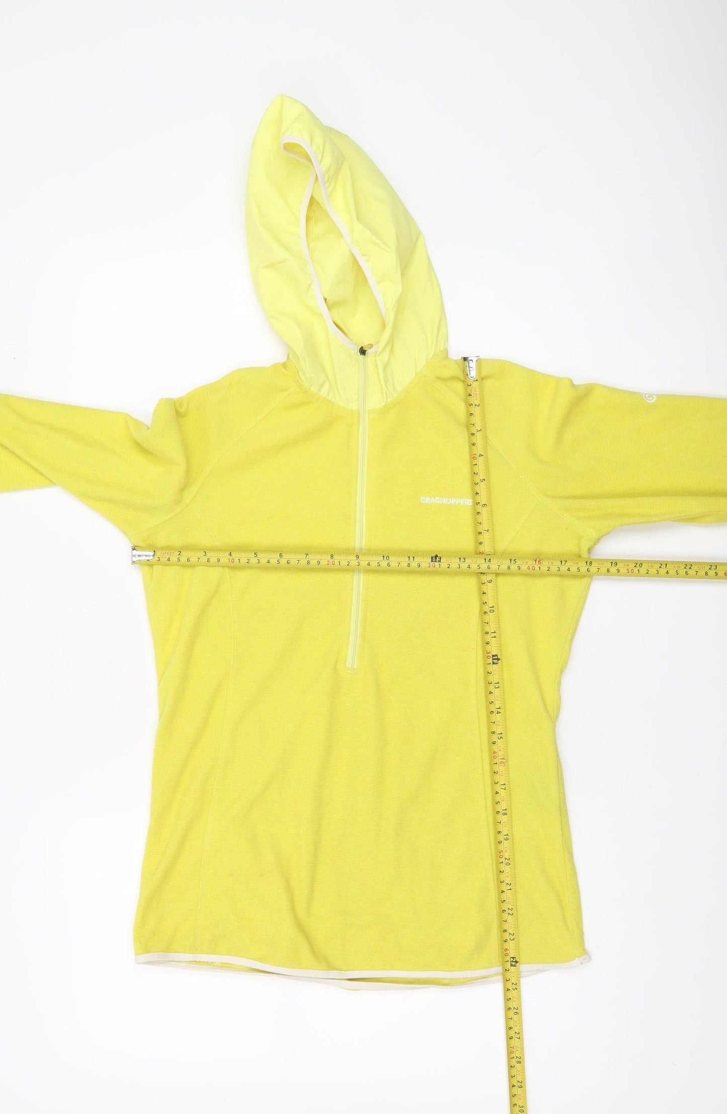 Craghoppers Women Yellow 1/2 Zip Hooded Pullover UK 10 Polyester Fleece