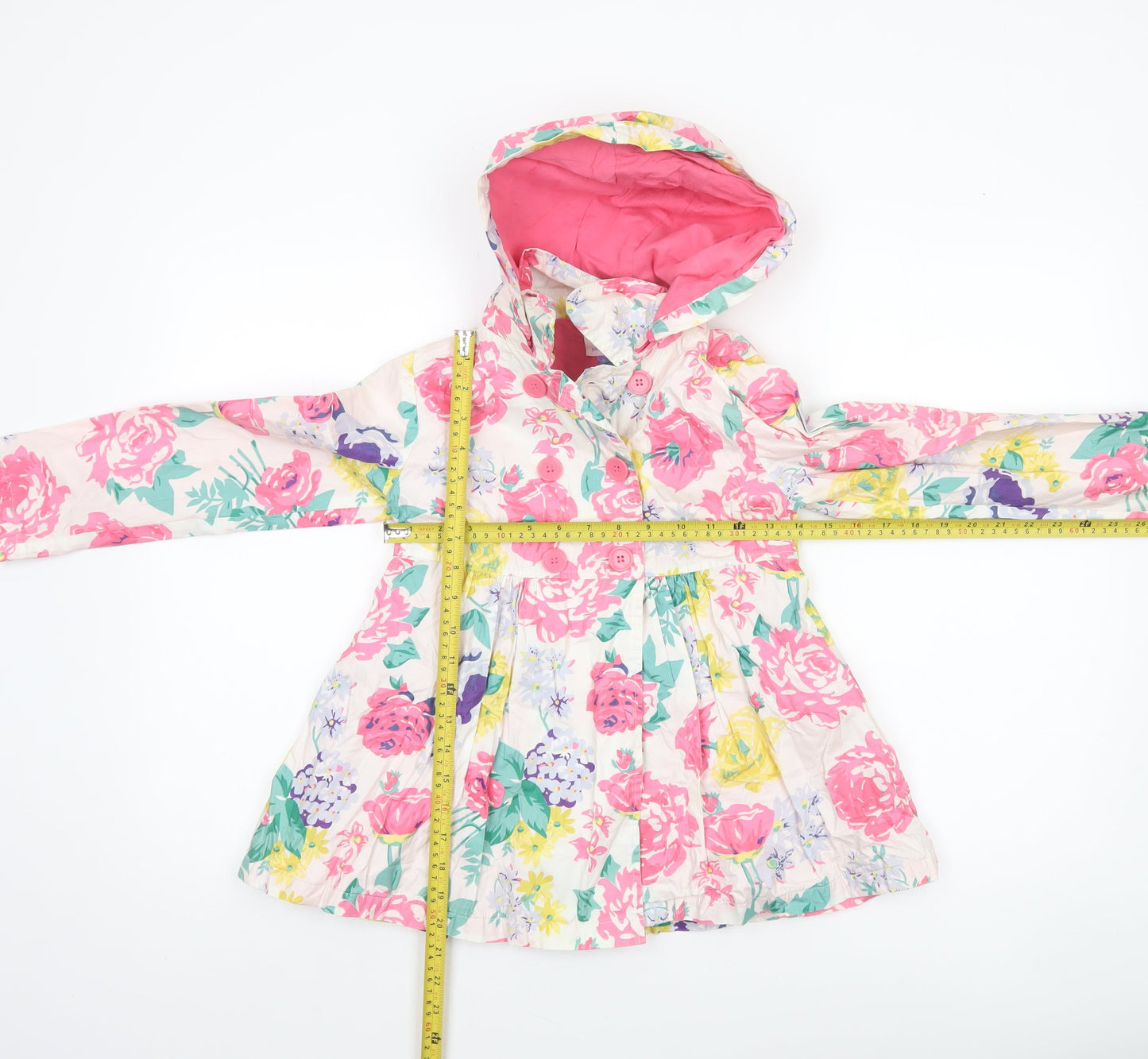 John Lewis Girls Multicoloured Floral Hooded Cotton Rain Coat Age 8