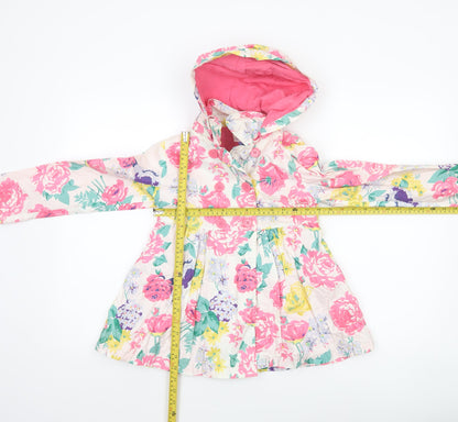 John Lewis Girls Multicoloured Floral Hooded Cotton Rain Coat Age 8