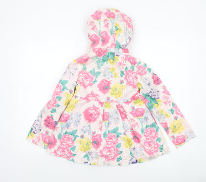 John Lewis Girls Multicoloured Floral Hooded Cotton Rain Coat Age 8