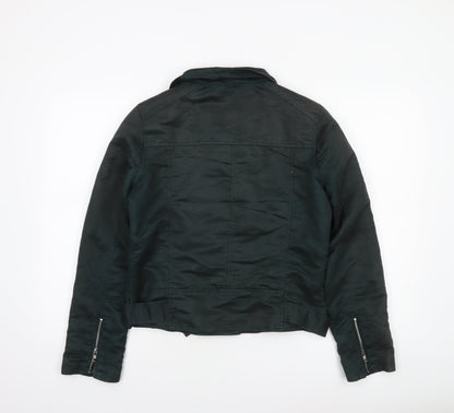Womens UK Size 10 ONKO Black Biker Coat