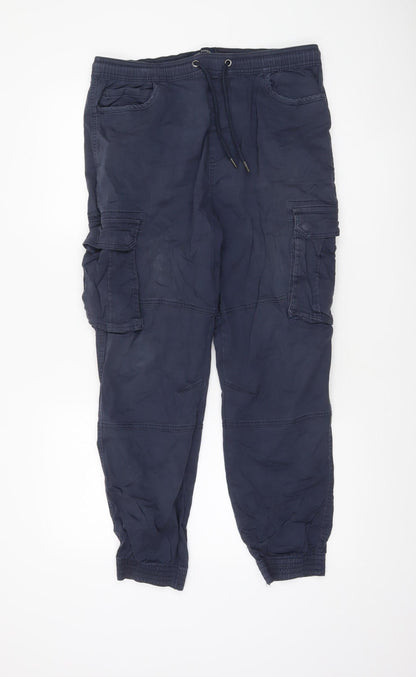 Tokyo Laundry Men's Navy Cargo Jogger Trousers W36 XL Cotton Blend