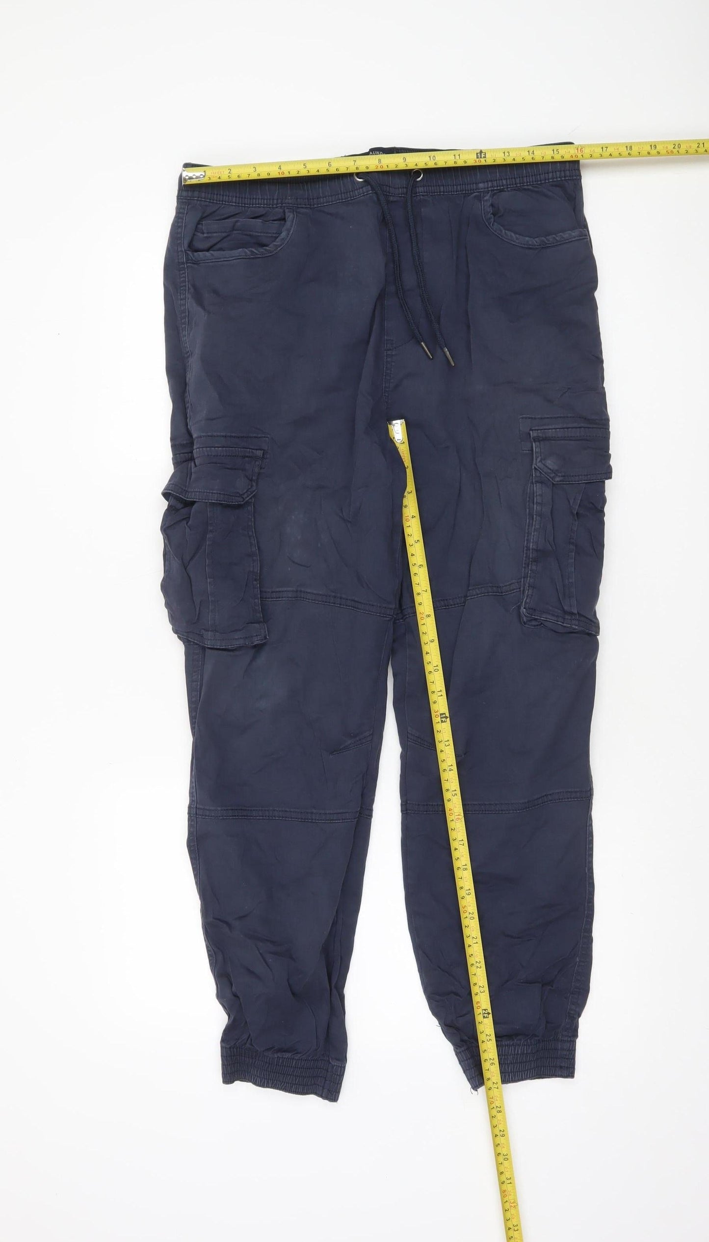 Tokyo Laundry Men's Navy Cargo Jogger Trousers W36 XL Cotton Blend