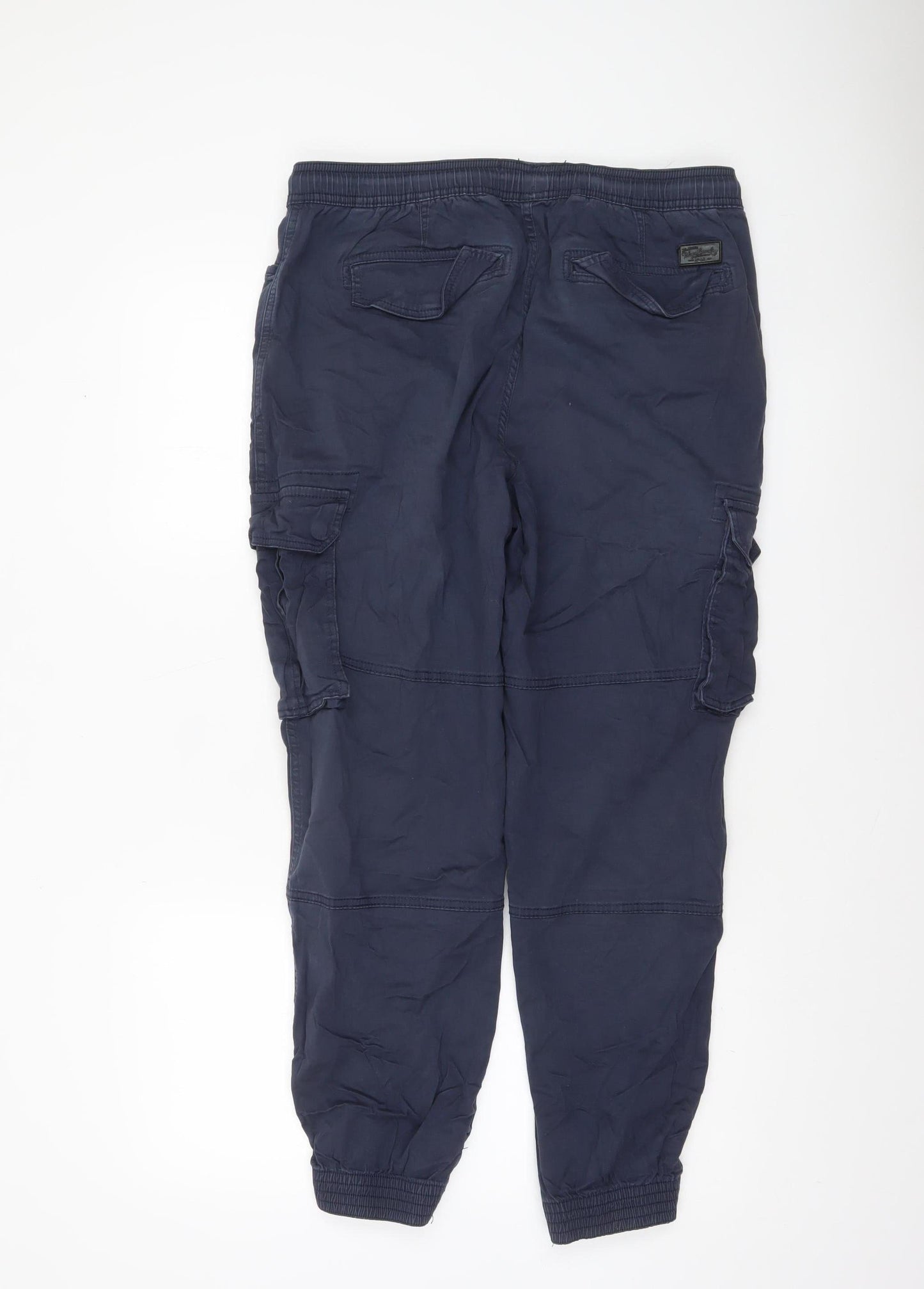 Tokyo Laundry Men's Navy Cargo Jogger Trousers W36 XL Cotton Blend