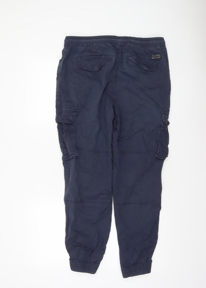 Tokyo Laundry Men's Navy Cargo Jogger Trousers W36 XL Cotton Blend