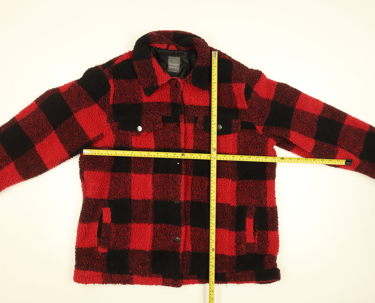 Primark Women's Red Black Check Fleece Jacket Size 20 Regular