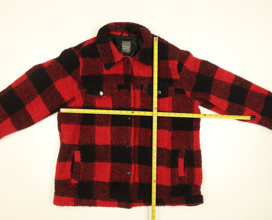 Primark Women's Red Black Check Fleece Jacket Size 20 Regular