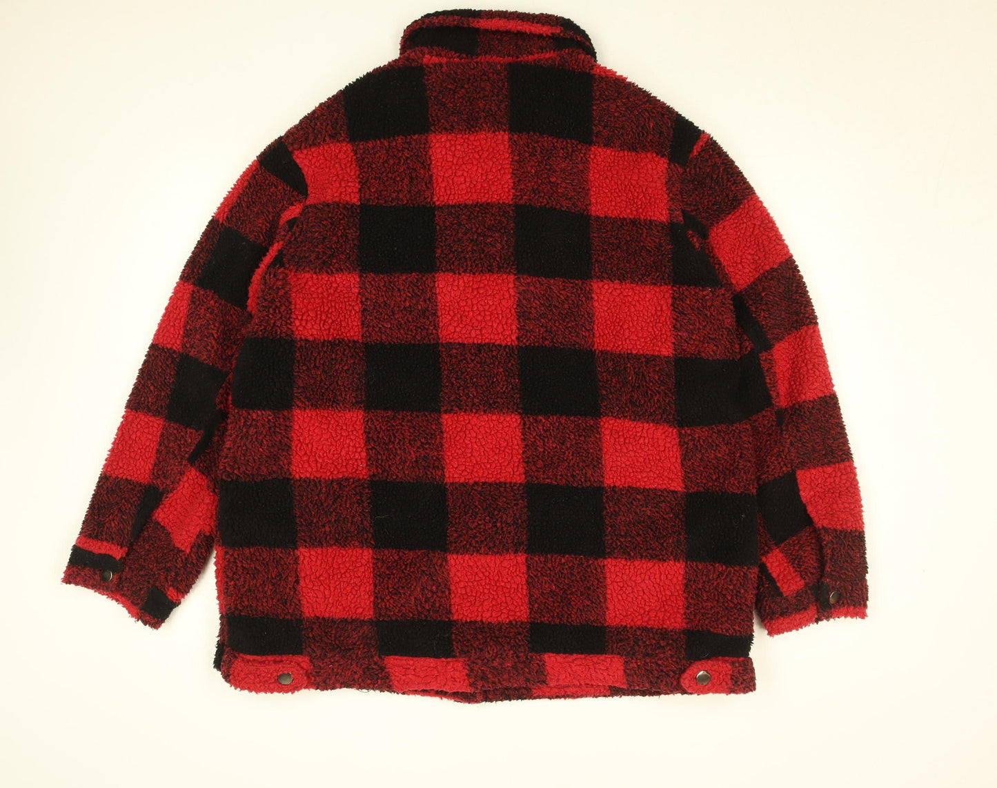 Primark Women's Red Black Check Fleece Jacket Size 20 Regular