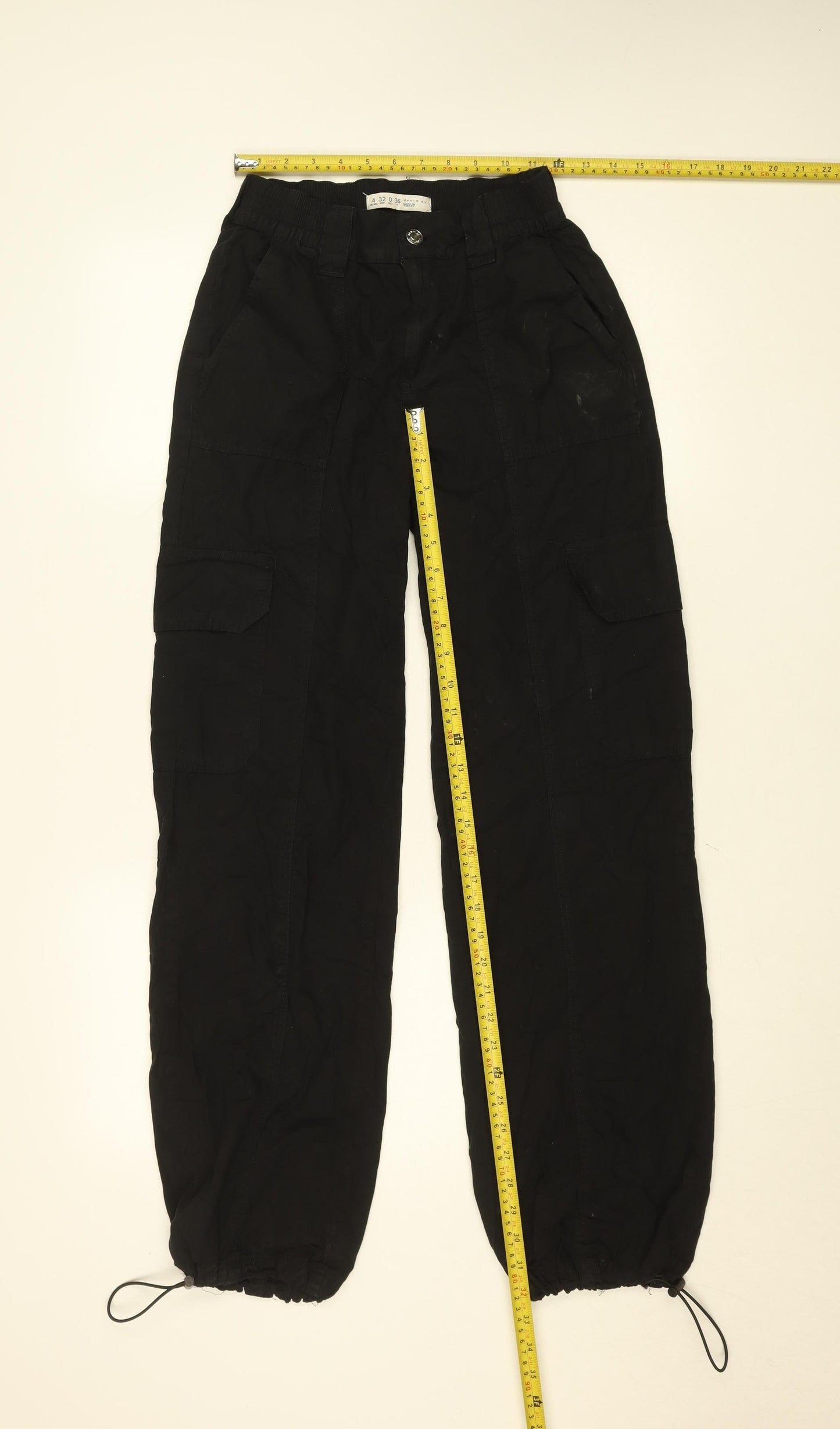 Denim Co. Women's Black Cargo Trousers Size 4 Elastic Waist