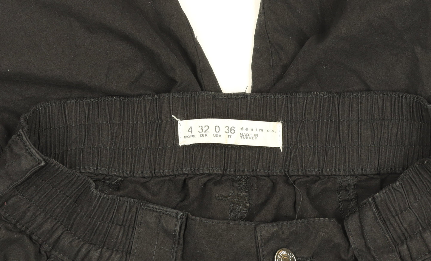 Denim Co. Women's Black Cargo Trousers Size 4 Elastic Waist