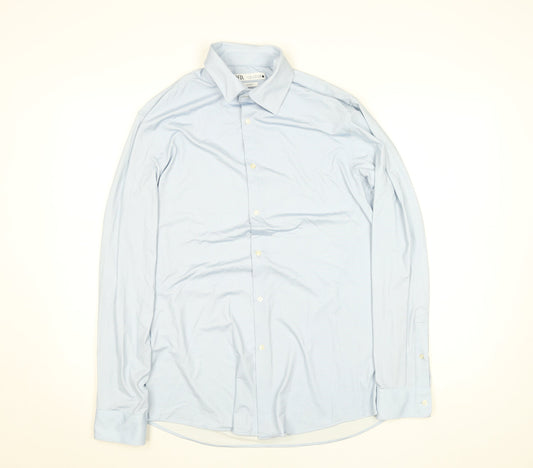 ZARA Men's Blue Slim Fit Long Sleeve Dress Shirt - Size M