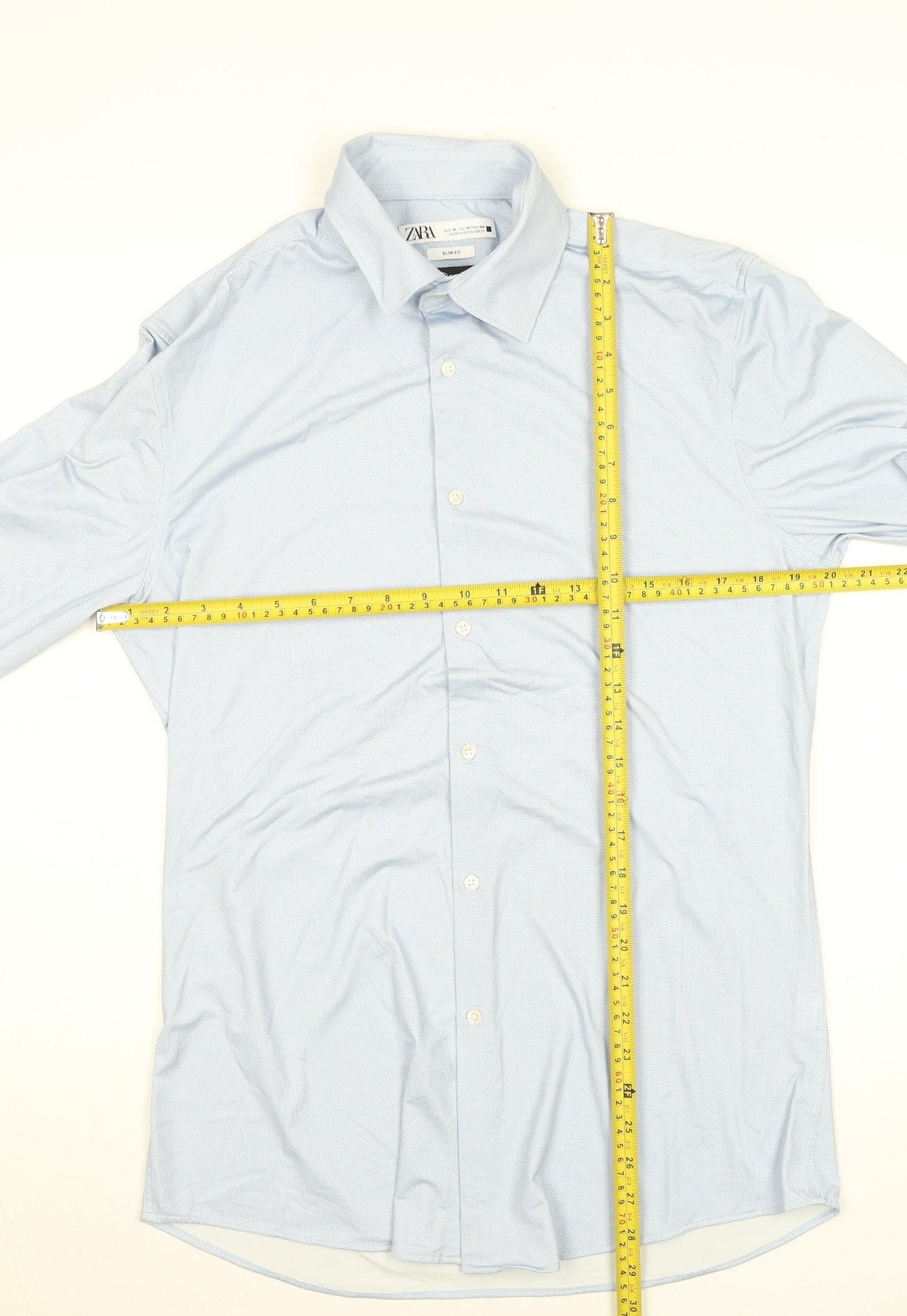 ZARA Men's Blue Slim Fit Long Sleeve Dress Shirt - Size M