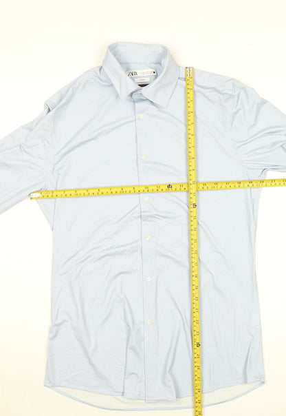 ZARA Men's Blue Slim Fit Long Sleeve Dress Shirt - Size M