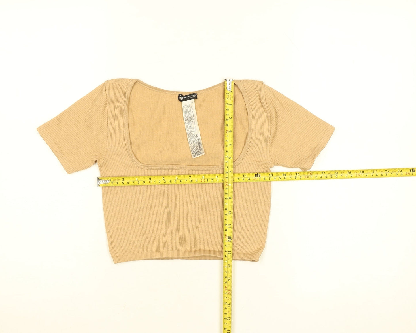 Womens UK Size M Zara Beige Cropped T-Shirt