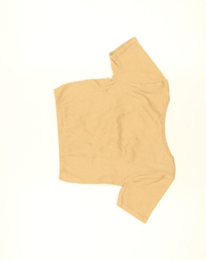 Womens UK Size M Zara Beige Cropped T-Shirt