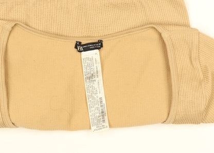 Womens UK Size M Zara Beige Cropped T-Shirt
