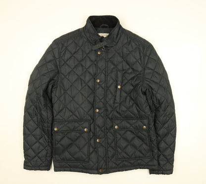 George Men’s Black L Quilted Polyester Jacket with Zip & Button Fastening