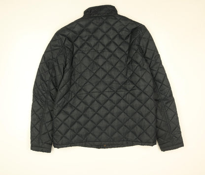 George Men’s Black L Quilted Polyester Jacket with Zip & Button Fastening