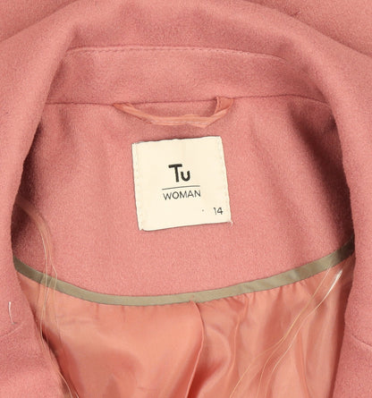Womens UK Size 14 TU Pink Overcoat