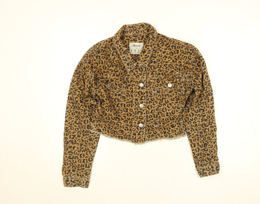 Denim Co. Women’s Brown Leopard Print Cropped Jacket Size 8