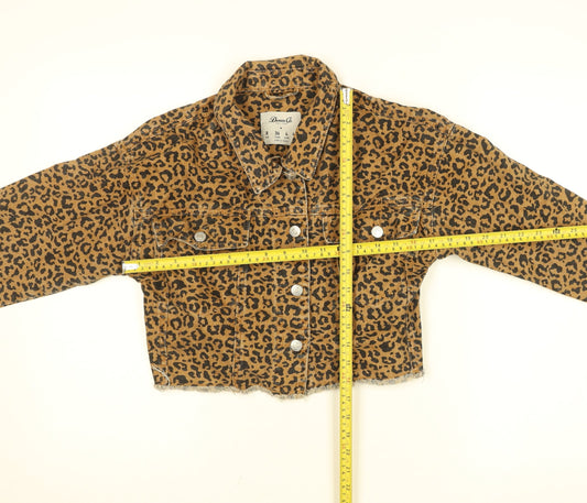 Denim Co. Women’s Brown Leopard Print Cropped Jacket Size 8