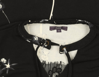 Womens UK Size 12 Code Black Tunic Blouse