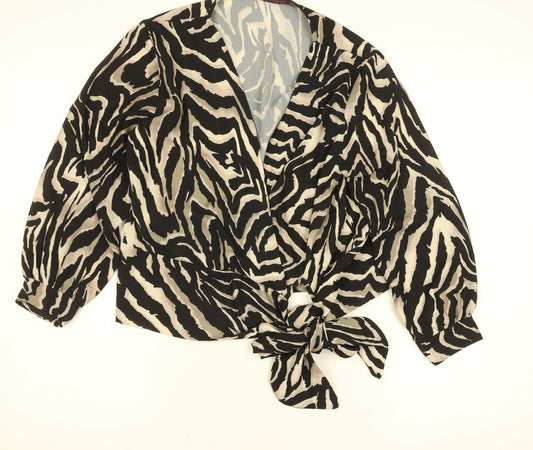 Womens UK Size S Kate + Pippa Black Wrap Blouse