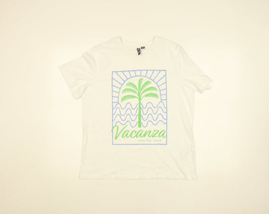 Womens UK Size S Pieces White Basic T-Shirt