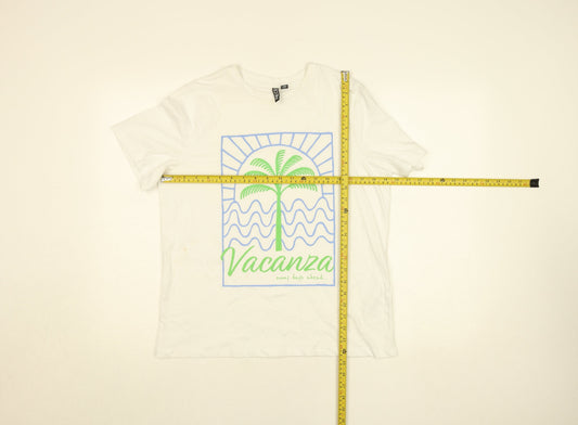 Womens UK Size S Pieces White Basic T-Shirt