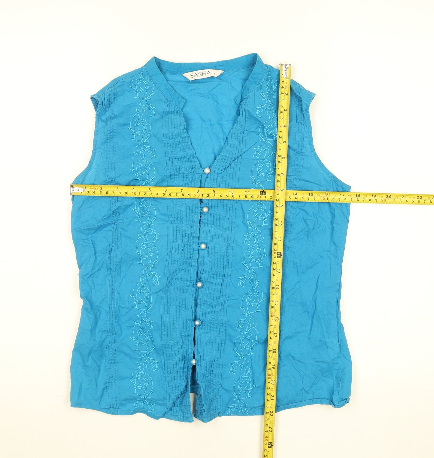 Womens UK Size 12 Sasha Blue Tunic Blouse