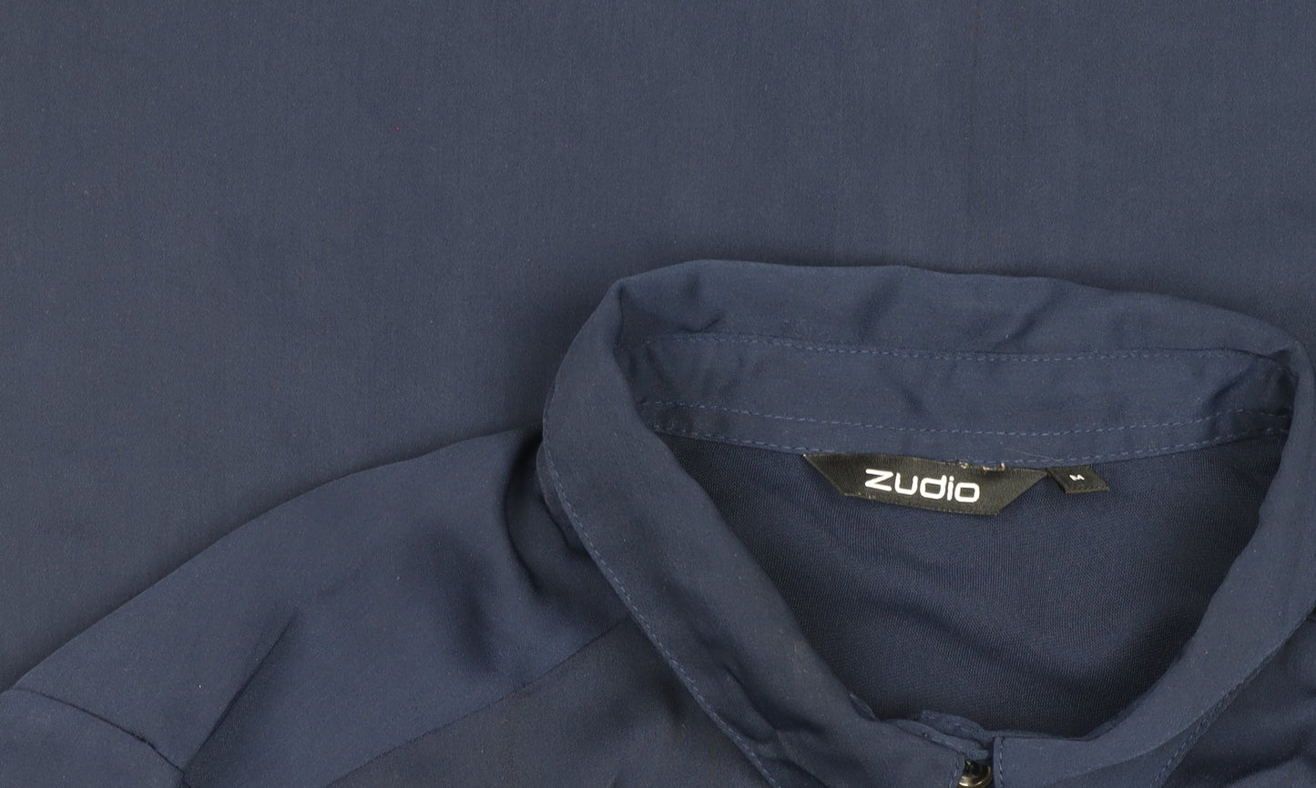 Womens UK Size M Zudio Blue Basic Button-Up
