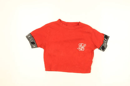 SikSilk Womens Red Cropped Slim Fit Short Sleeve T-Shirt Size 8
